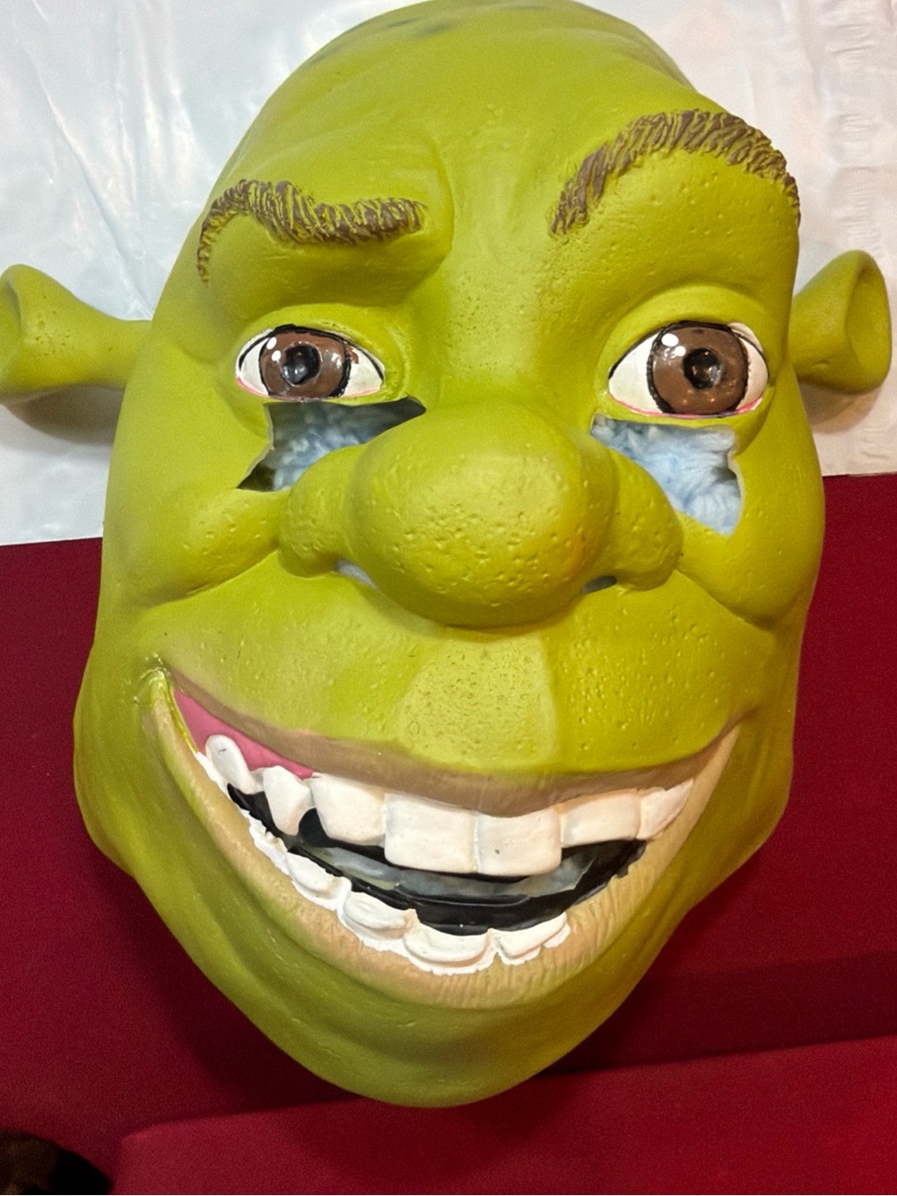 Dreamworks SHREK 2 Green Ogre Face Mask Head Strap White Teeth 2004 Fun Monster - Picture 9 of 15
